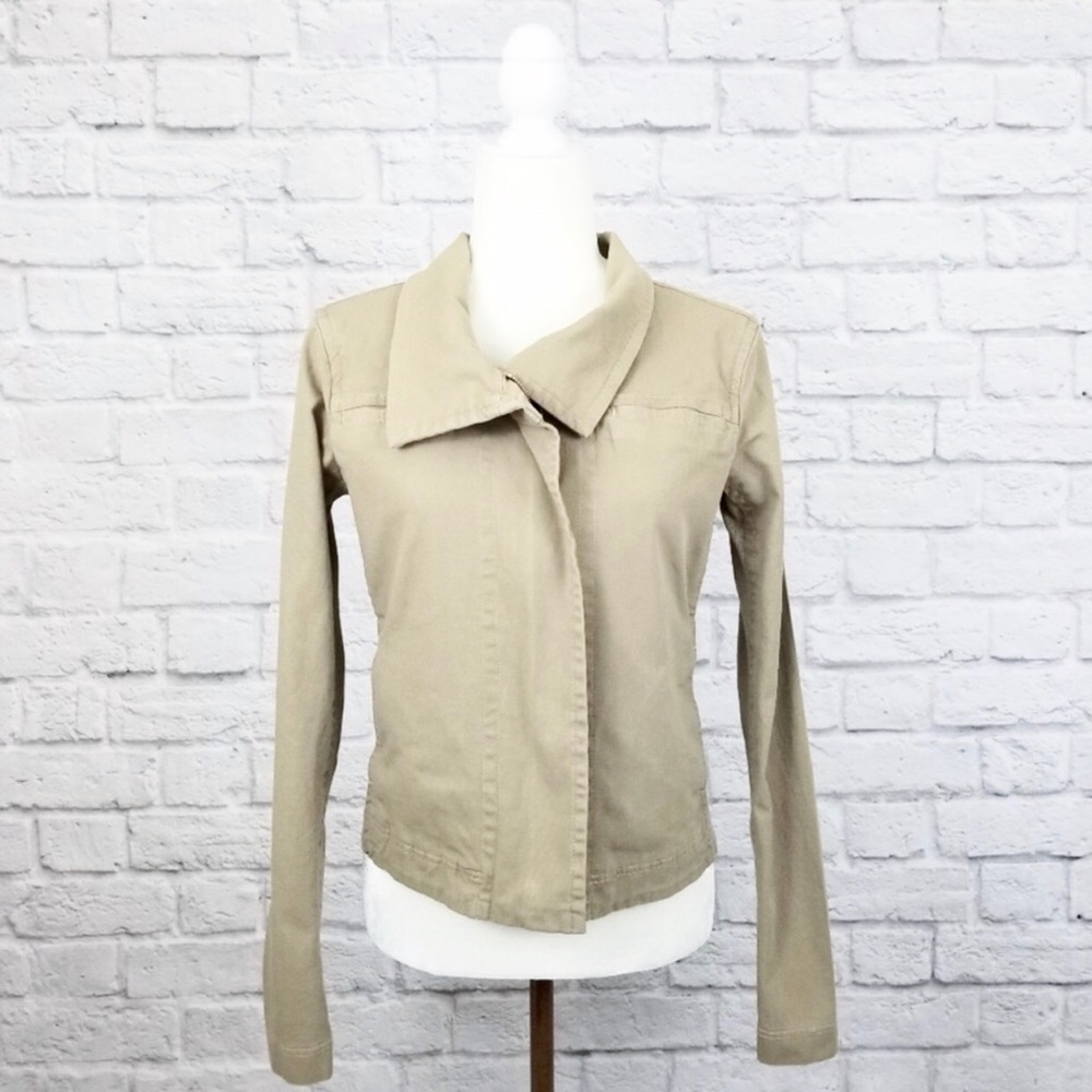 James Perse Standard tan front zipper moto jacket